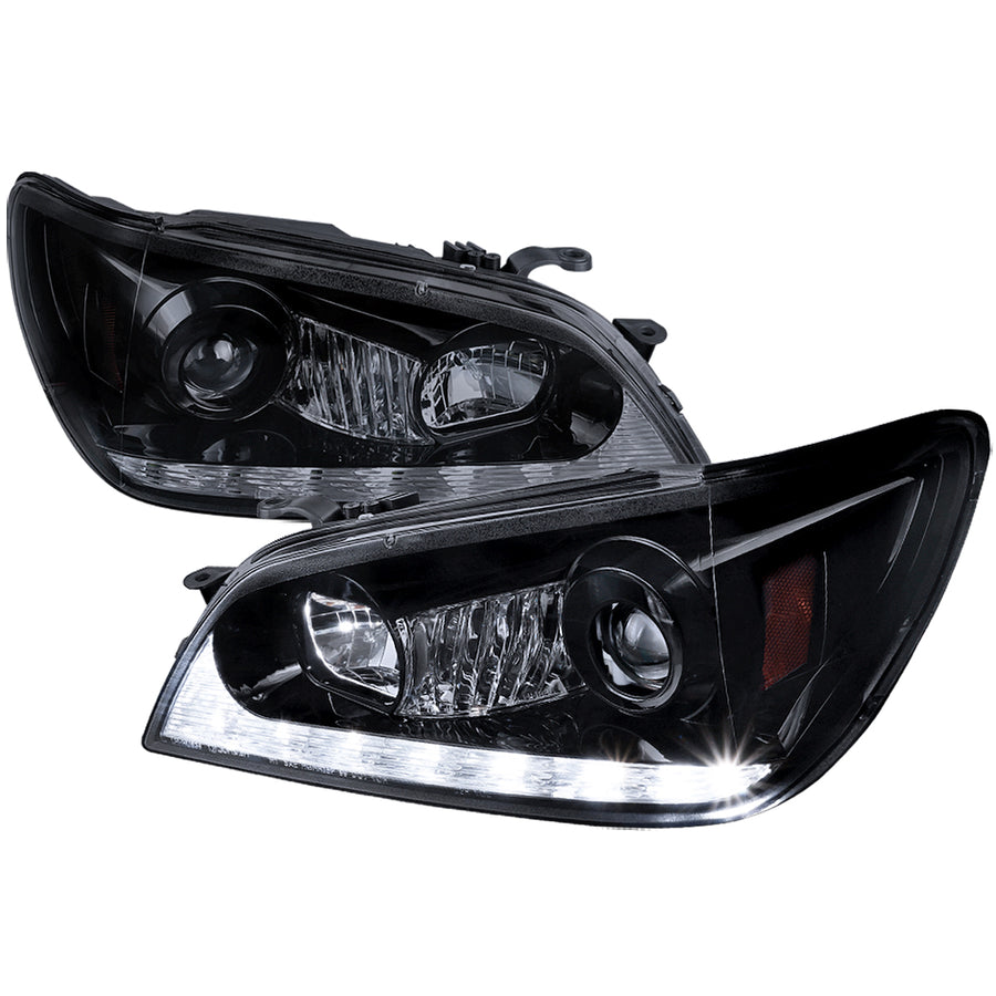 2001-2005 Lexus IS300 Projector Headlights w/ LED Light Strip & LED Turn Signal Lights (Glossy Black Housing/Smoke Lens)