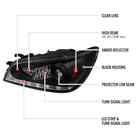 2001-2005 Lexus IS300 Projector Headlights w/ LED Light Strip & LED Turn Signal Lights (Matte Black Housing/Clear Lens)