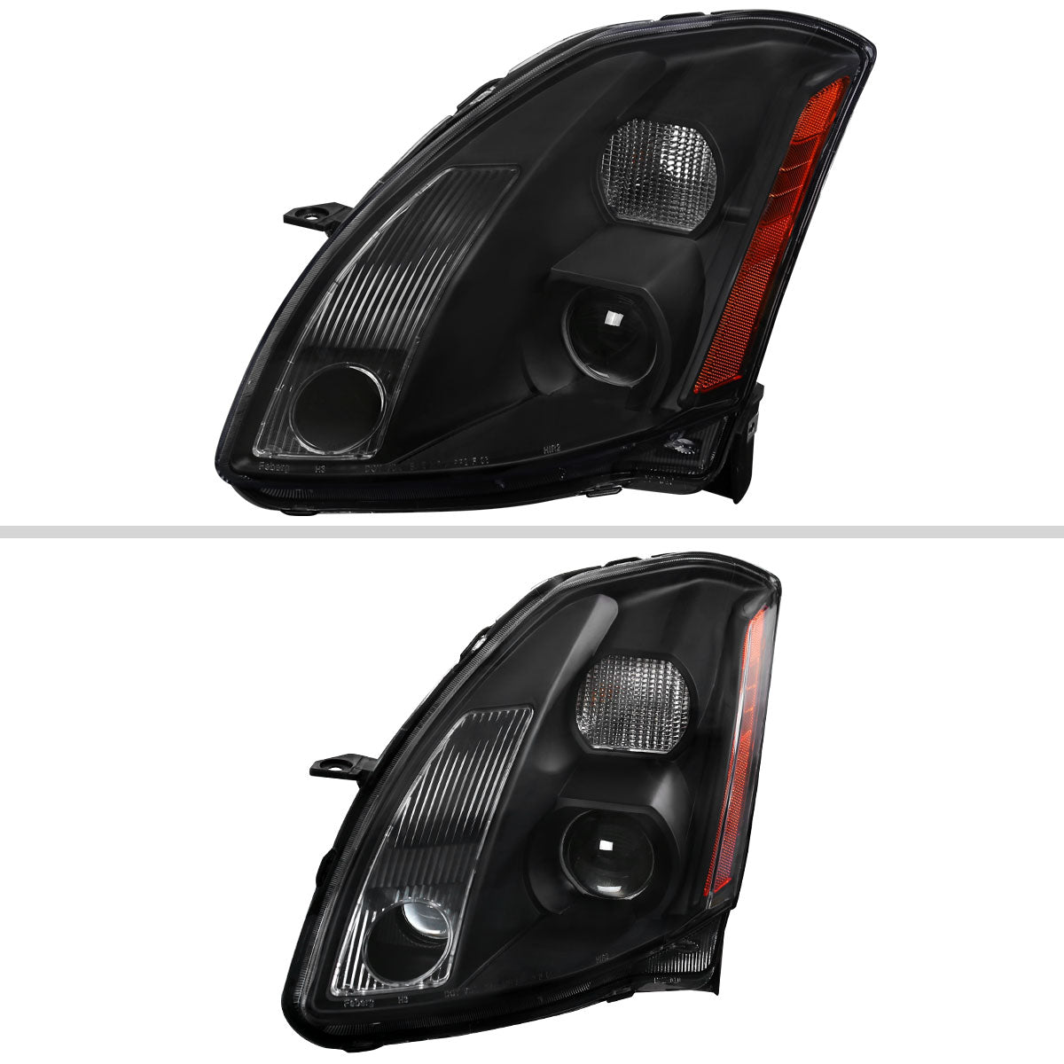 2004-2006 Nissan Maxima Factory Style Projector Headlights - Matte Black/Clear Lens