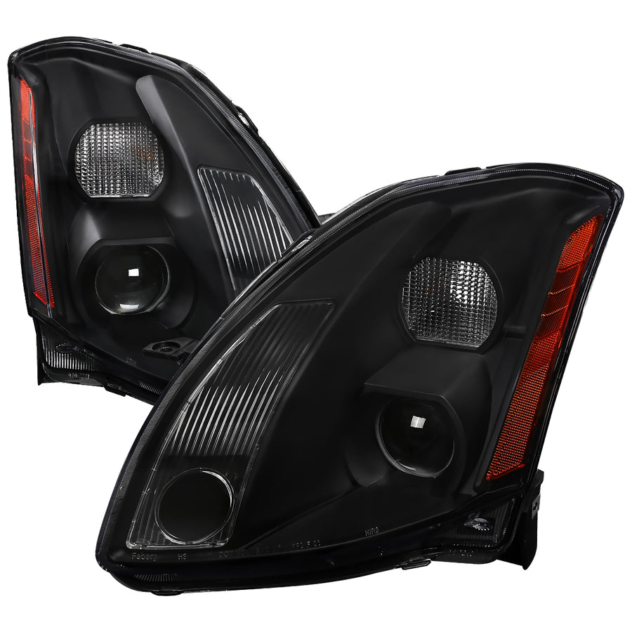 2004-2006 Nissan Maxima Factory Style Projector Headlights - Matte Black/Clear Lens