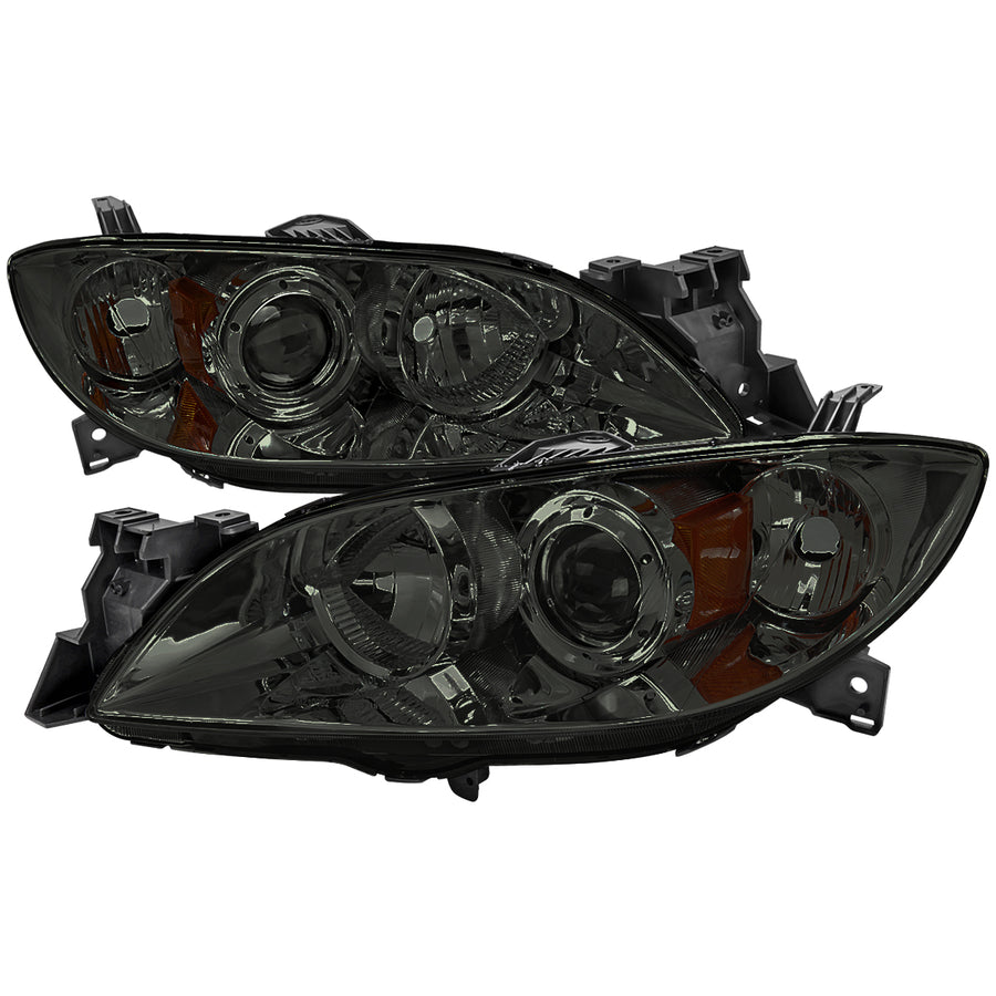 2004-2009 Mazda 3 Sedan Projector Style Headlights (Chrome Housing/Smoke Lens)