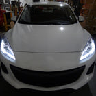 2010-2013 Mazda 3 Projector Headlights w/ LED Light Strip (Chrome Housing/Clear Lens)