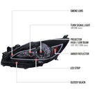 2010-2013 Mazda 3 Projector Headlights w/ LED Light Strip (Glossy Black Housing/Smoke Lens)
