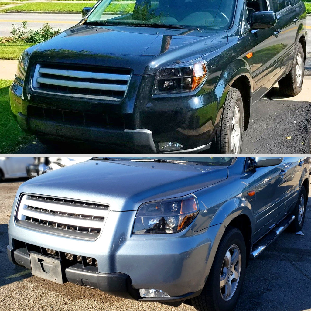2006-2008 Honda Pilot Projector Style Headlights (Matte Black Housing/Clear Lens)