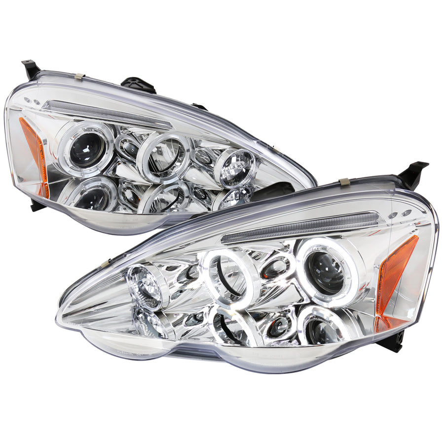 2002-2004 Acura RSX Dual Halo Projector Headlights (Glossy Black Housing/Smoke Lens)