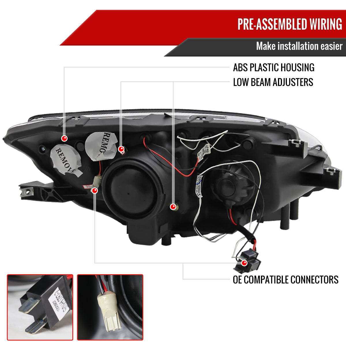 2000-2003 Honda S2000 AP1 Dual Halo Projector Headlights (Chrome Housing/Clear Lens)
