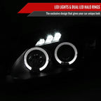 2000-2003 Honda S2000 AP1 Dual Halo Projector Headlights (Matte Black Housing/Clear Lens)