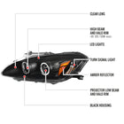 2000-2003 Honda S2000 AP1 Dual Halo Projector Headlights (Matte Black Housing/Clear Lens)