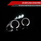 2004-2009 Honda S2000 AP2 Dual Halo Projector Headlights (Glossy Black Housing/Smoke Lens)