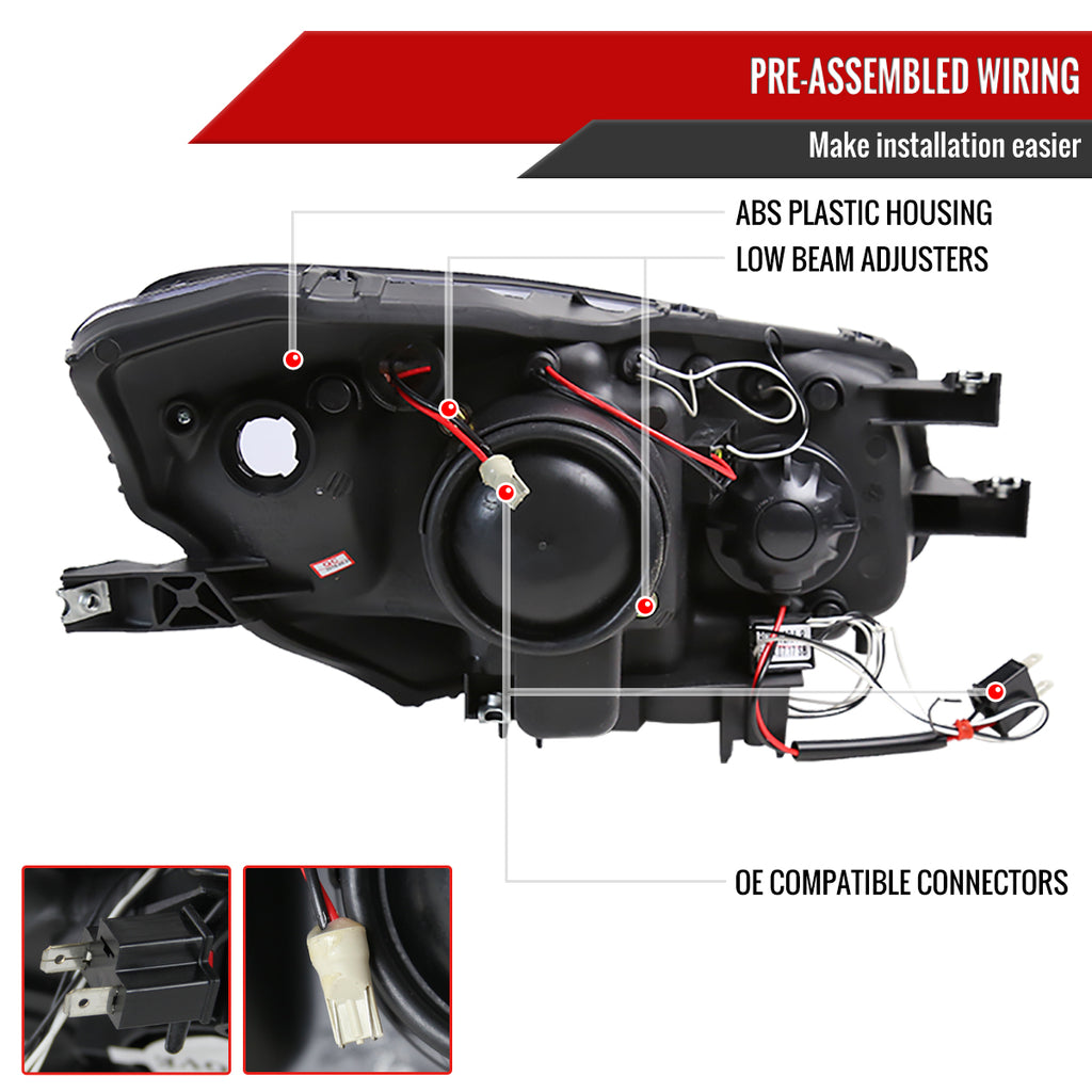 2004-2009 Honda S2000 AP2 Dual Halo Projector Headlights (Glossy Black Housing/Smoke Lens)