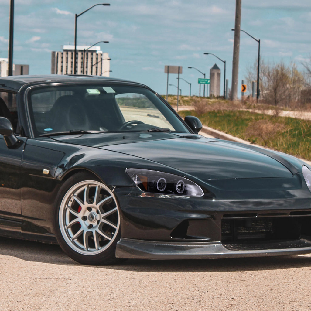 2004-2009 Honda S2000 AP2 Dual Halo Projector Headlights (Glossy Black Housing/Smoke Lens)