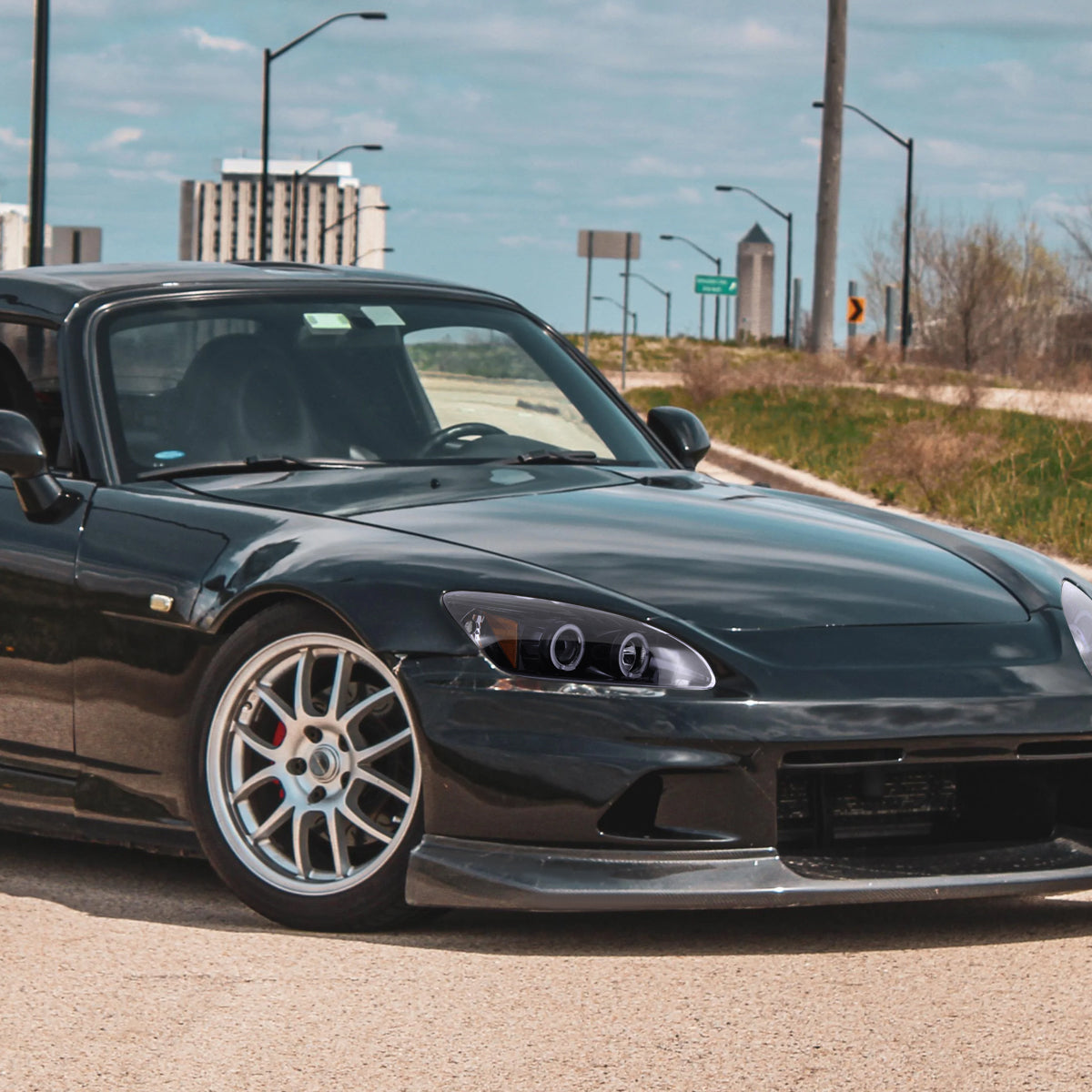 2004-2009 Honda S2000 AP2 Dual Halo Projector Headlights (Glossy Black Housing/Smoke Lens)