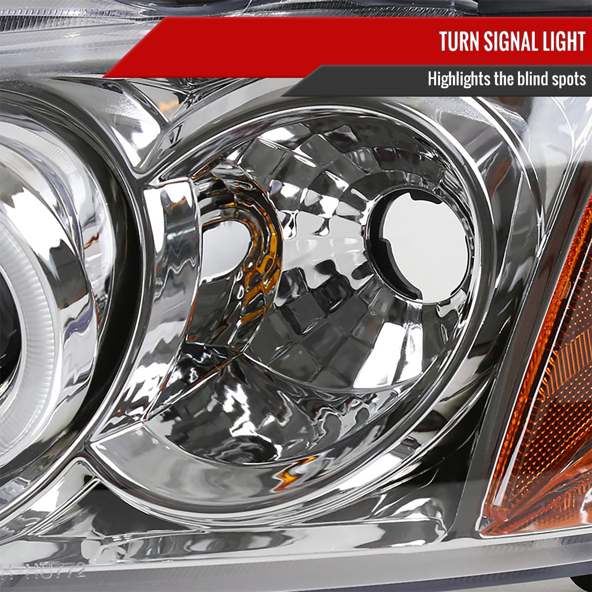 2000-2003 Nissan Sentra Dual Halo Projector Headlights (Chrome Housing/Clear Lens)