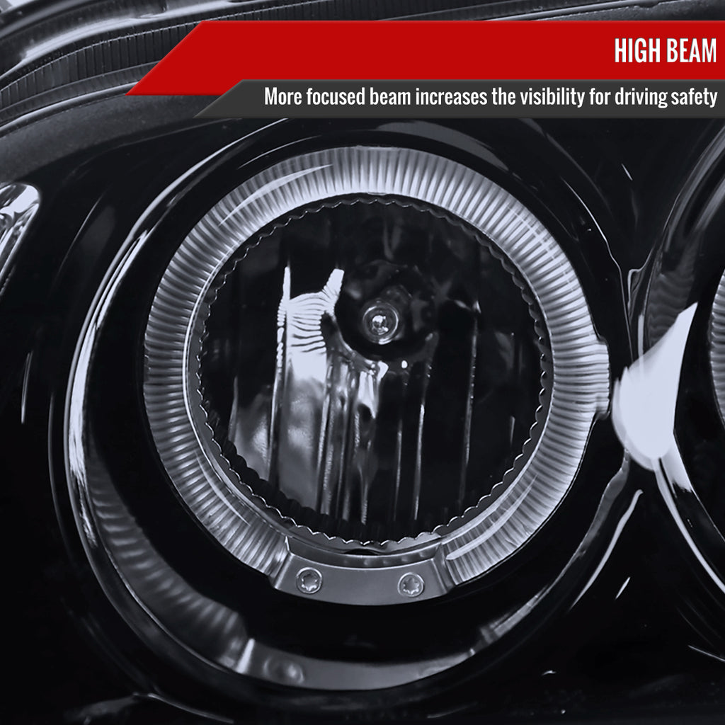 2000-2003 Nissan Sentra Dual Halo Projector Headlights (Glossy Black Housing/Smoke Lens)