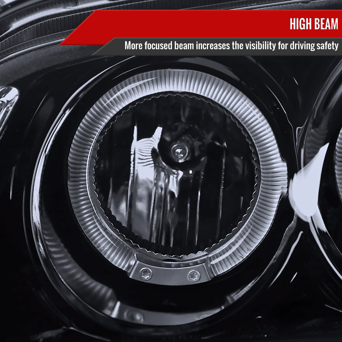 2000-2003 Nissan Sentra Dual Halo Projector Headlights (Glossy Black Housing/Smoke Lens)