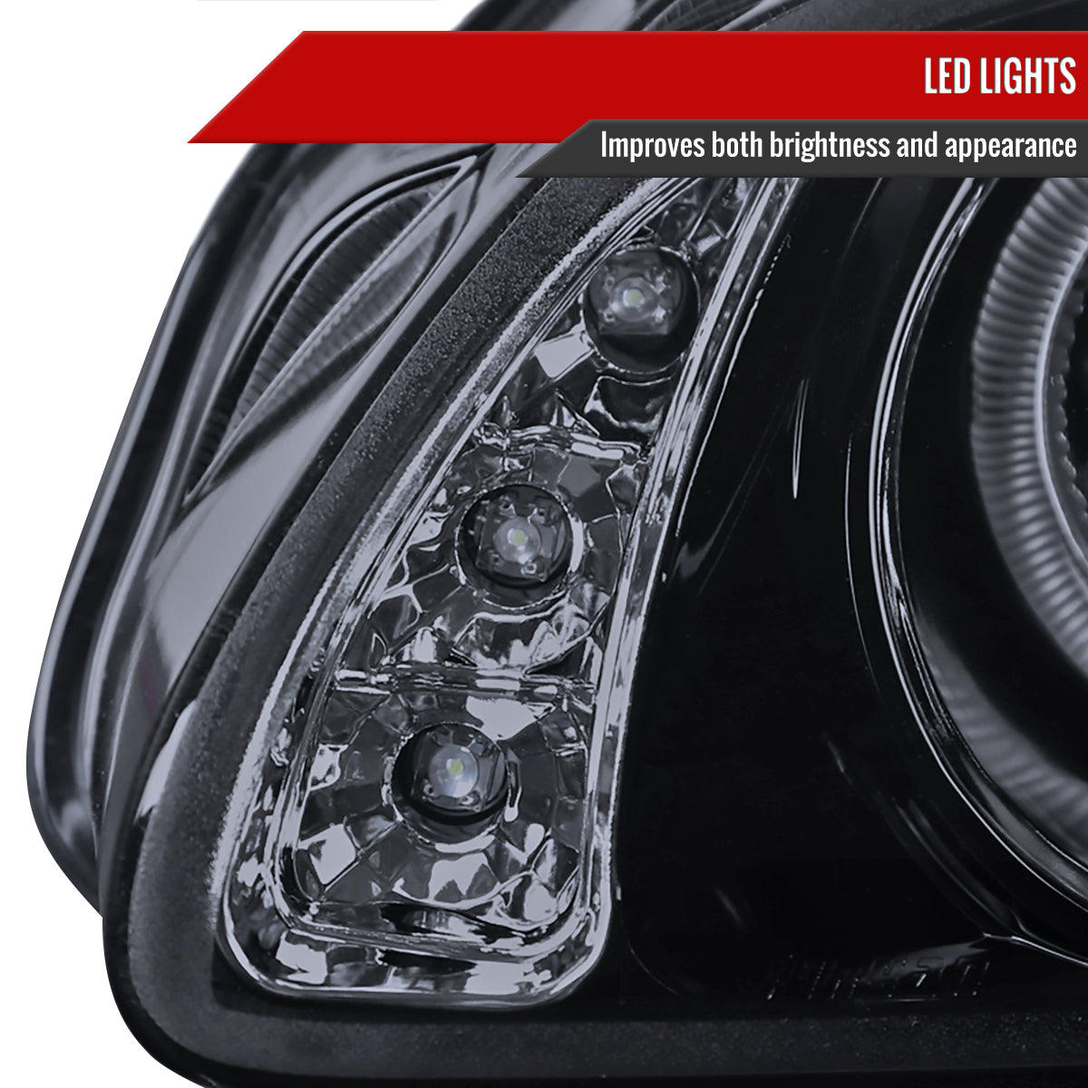 2000-2003 Nissan Sentra Dual Halo Projector Headlights (Glossy Black Housing/Smoke Lens)