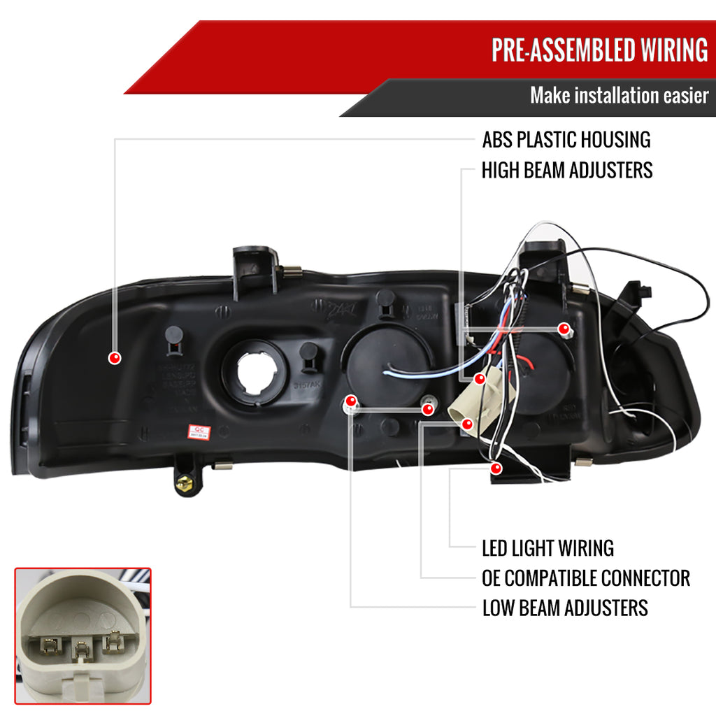 2000-2003 Nissan Sentra Dual Halo Projector Headlights (Glossy Black Housing/Smoke Lens)