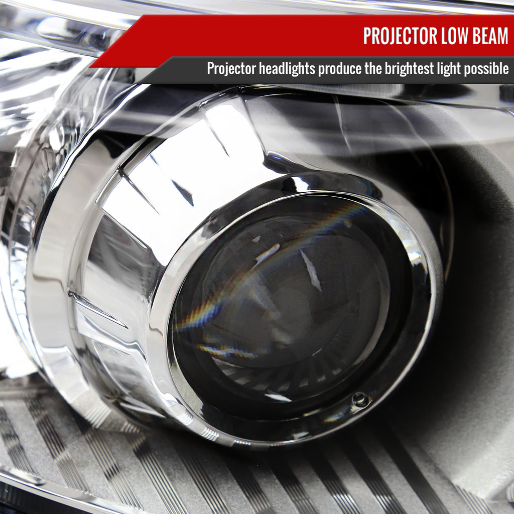2011-2020 Toyota Sienna Passenger/Right Side Projector Headlight (Chrome Housing/Clear Lens)