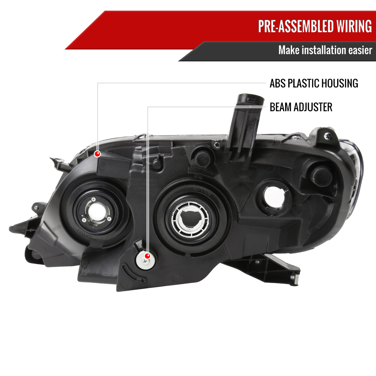 2011-2020 Toyota Sienna Passenger/Right Side Projector Headlight (Chrome Housing/Clear Lens)