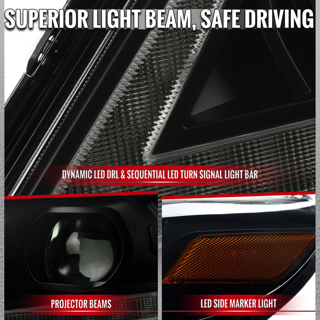 2011-2020 Toyota Sienna Switchback Sequential LED Bar Projector Headlights (Black Housing / Smoked Lens)