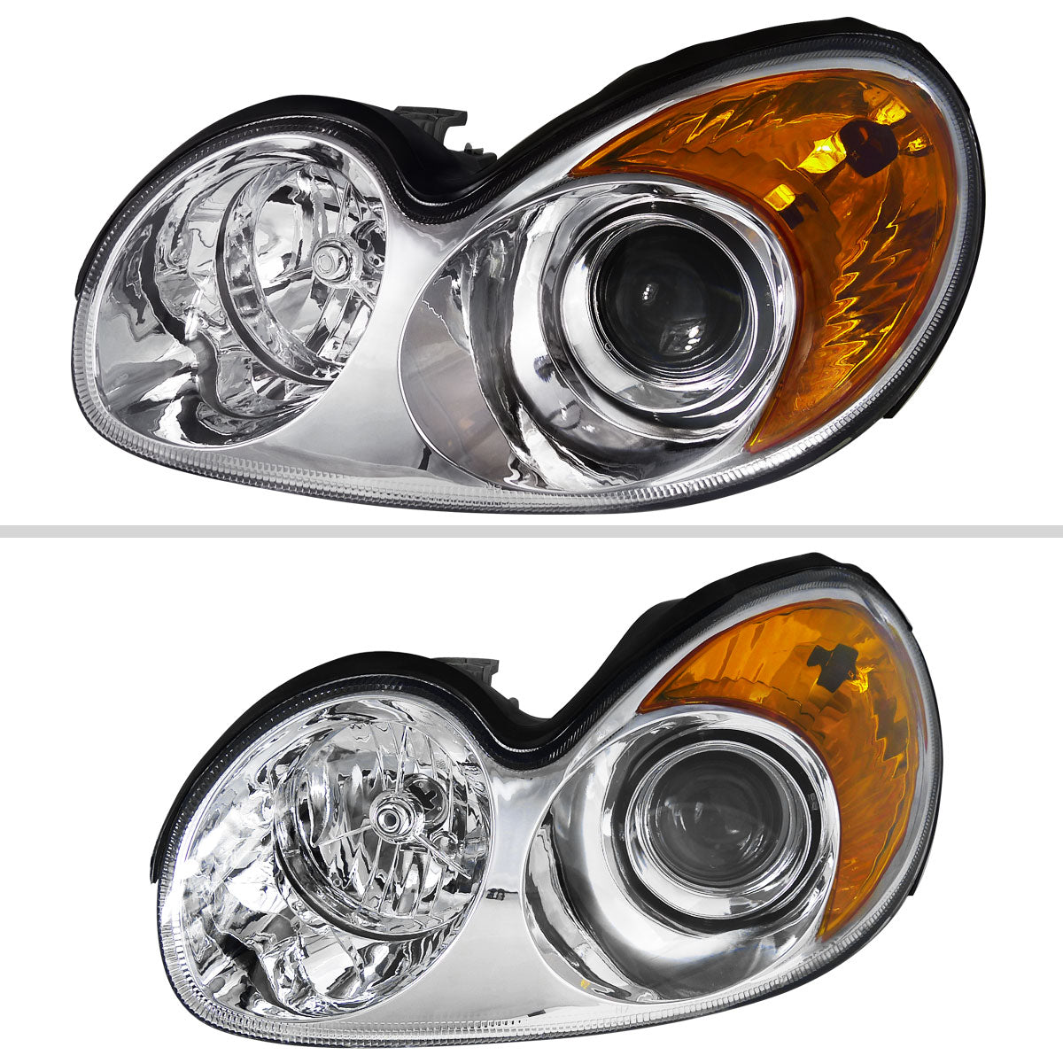 2002-2005 Hyundai Sonata Factory Style Projector Headlights - Chrome/Clear Lens