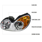 2002-2005 Hyundai Sonata Factory Style Projector Headlights - Chrome/Clear Lens