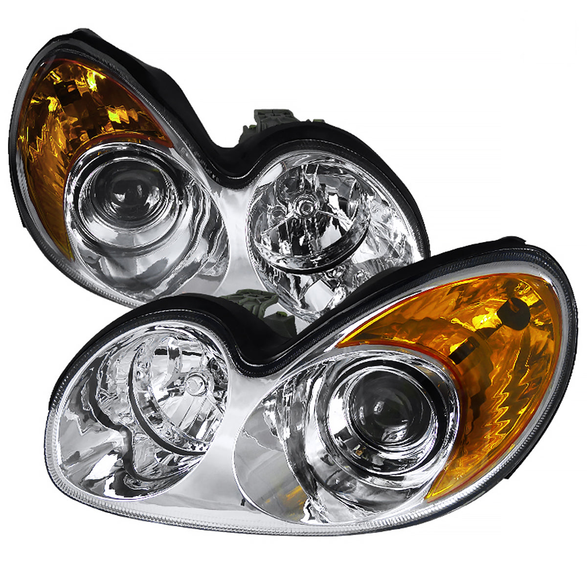 2002-2005 Hyundai Sonata Factory Style Projector Headlights - Chrome/Clear Lens