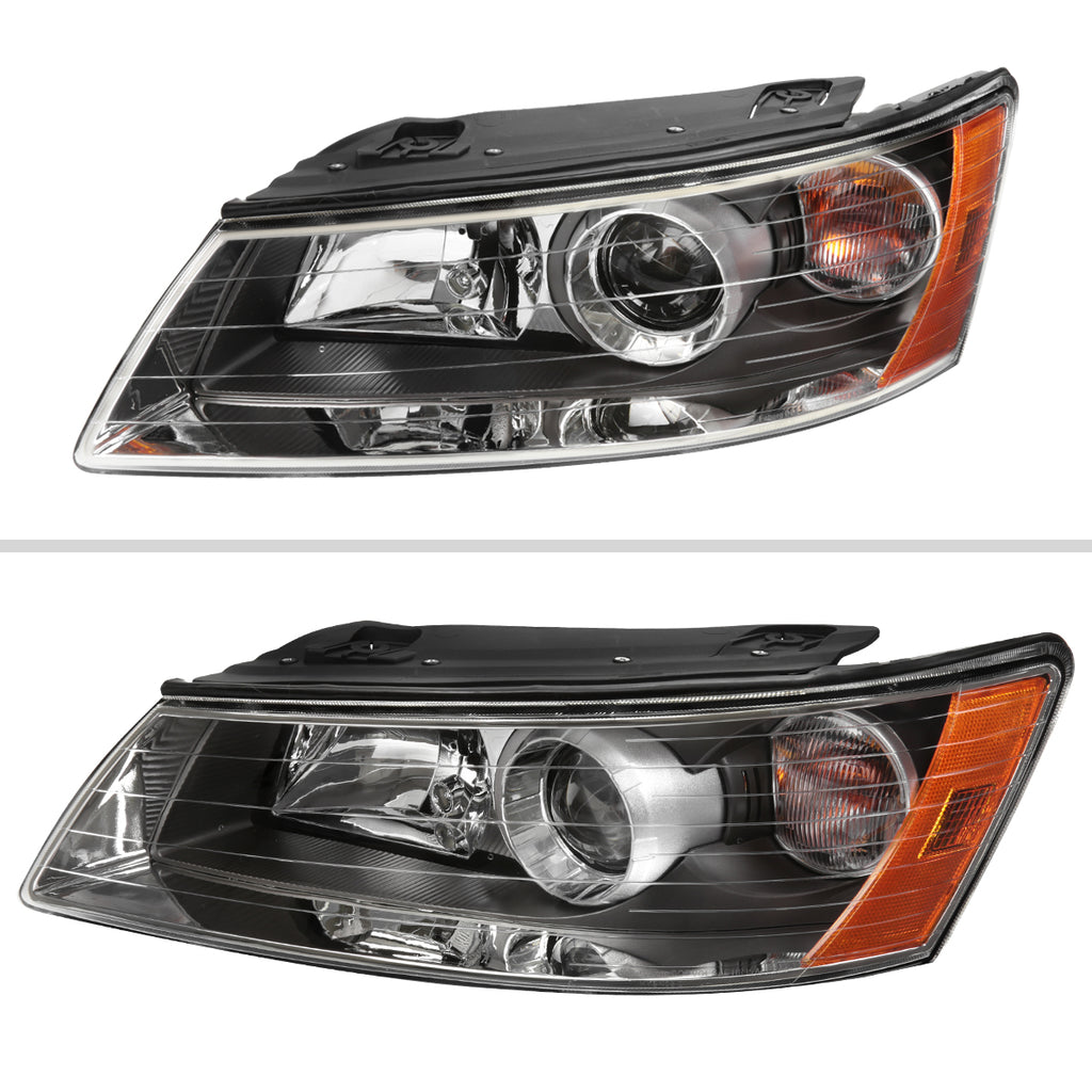 2006-2008 Hyundai Sonata Projector Style Headlights (Matte Black Housing/Clear Lens)
