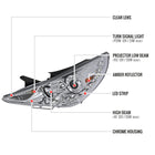 2011-2014 Hyundai Sonata Projector Headlights w/ SMD LED Light Strip (Chrome Housing/Clear Lens)