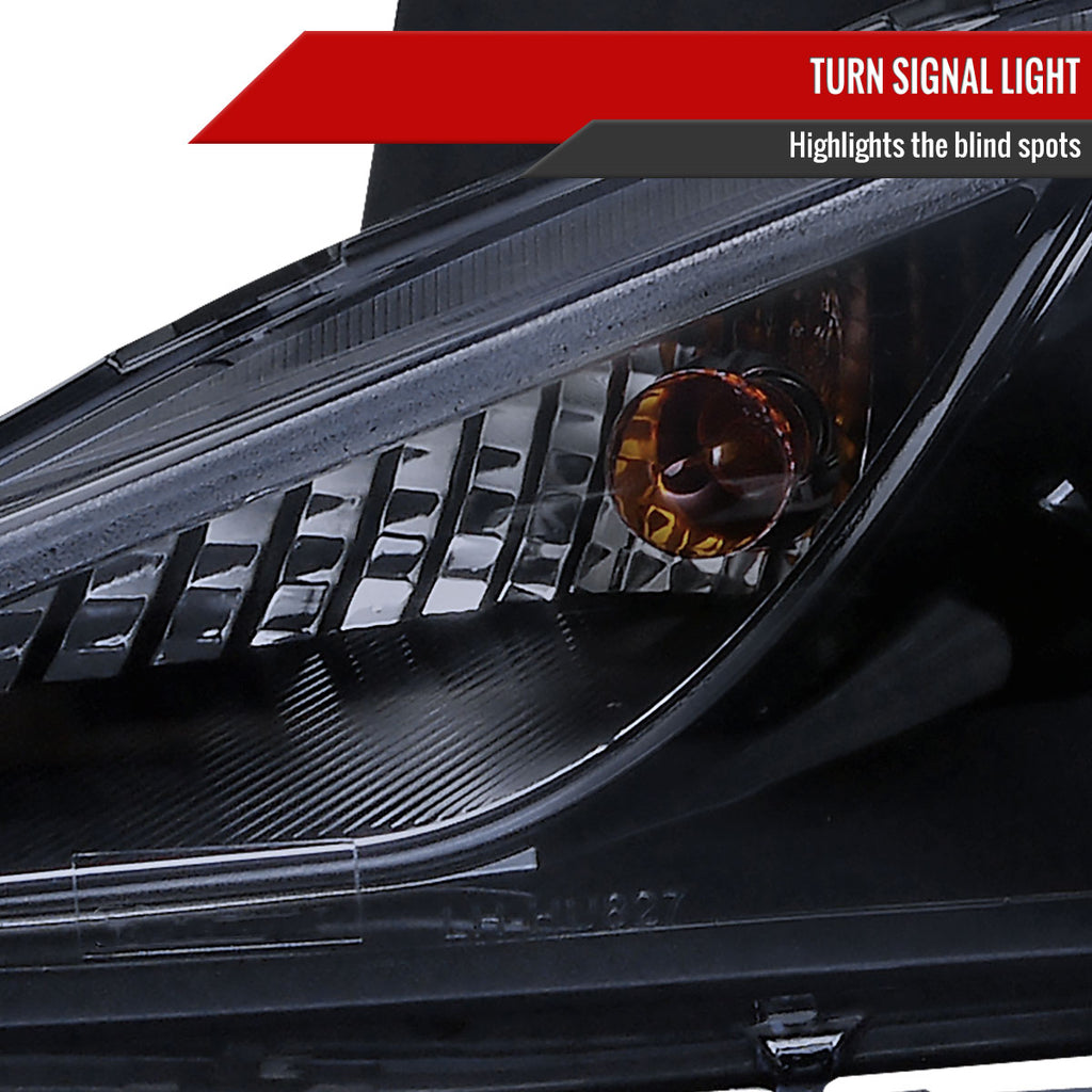 2011-2014 Hyundai Sonata Projector Headlights w/ SMD LED Light Strip (Glossy Black Housing/Smoke Lens)