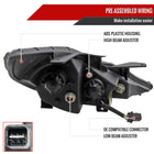 2011-2014 Hyundai Sonata Projector Headlights w/ SMD LED Light Strip (Glossy Black Housing/Smoke Lens)