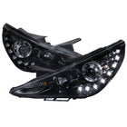 2011-2014 Hyundai Sonata Projector Headlights w/ SMD LED Light Strip (Glossy Black Housing/Smoke Lens)