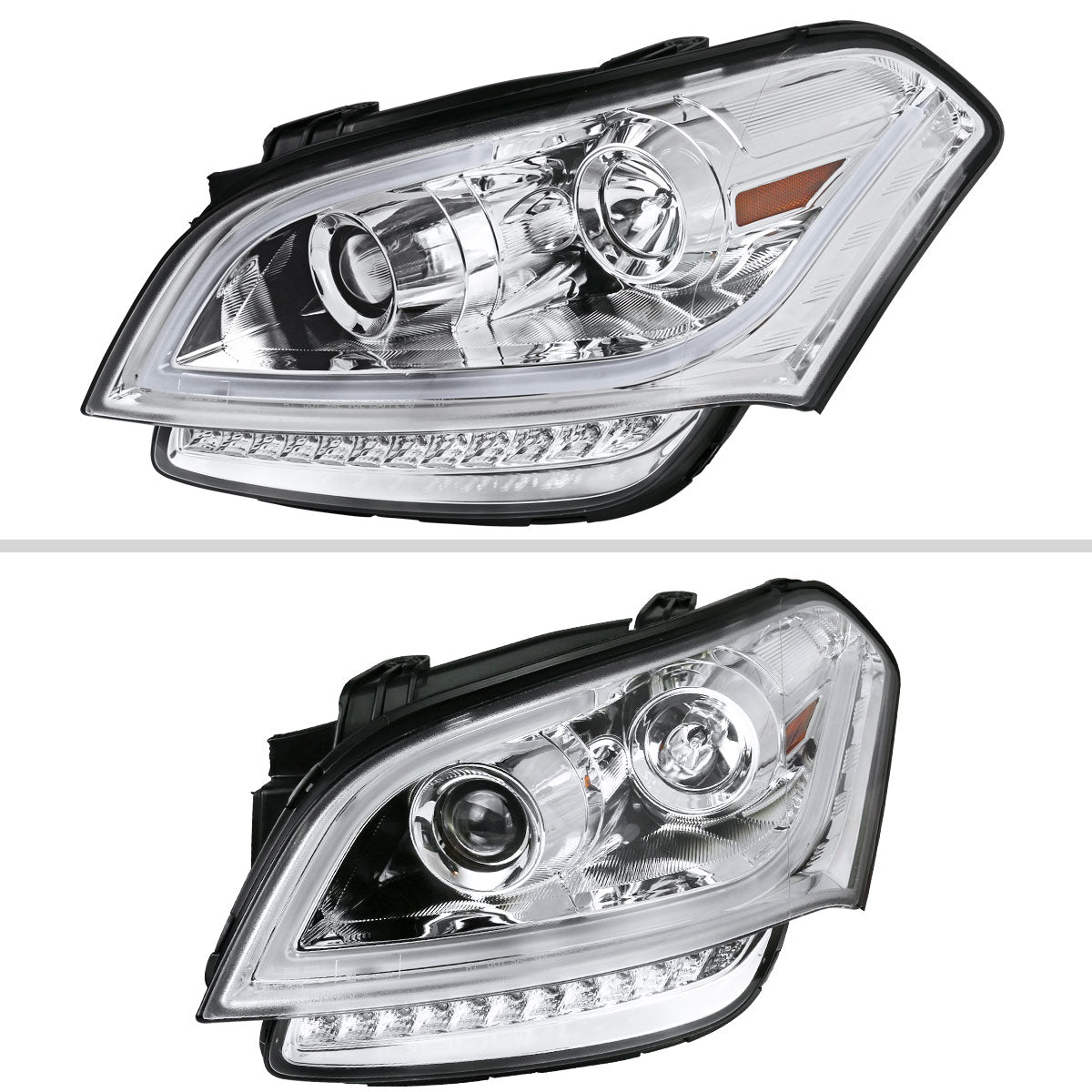 2010-2011 Kia Soul Projector Headlights w/ LED Light Bar & LED Turn Signal Lights (Chrome Housing/Clear Lens)