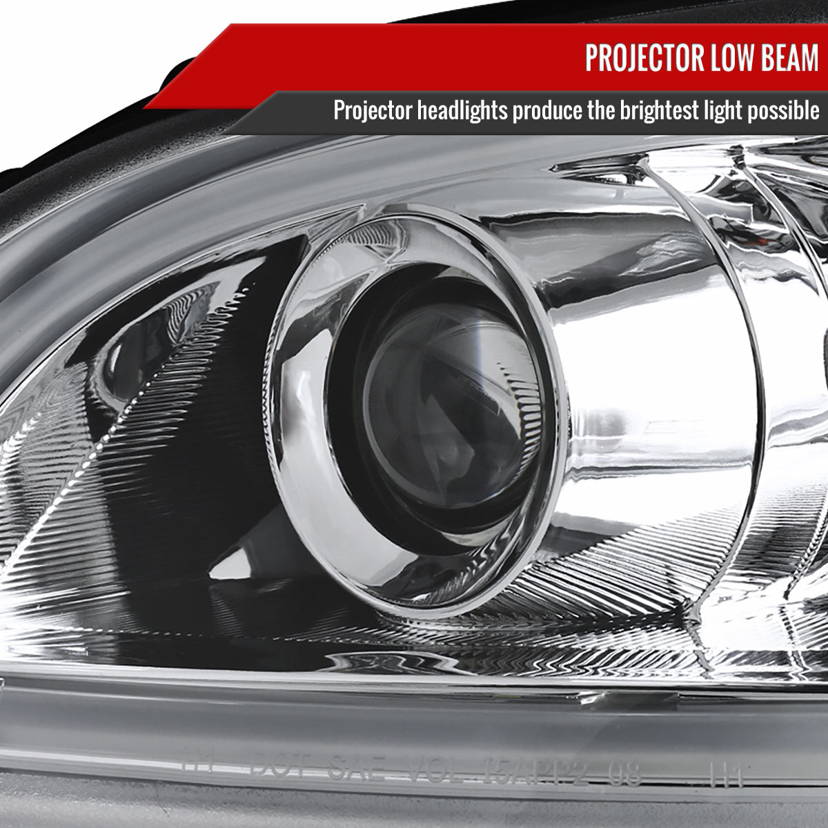 2010-2011 Kia Soul Projector Headlights w/ LED Light Bar & LED Turn Signal Lights (Chrome Housing/Clear Lens)