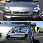 2010-2011 Kia Soul Projector Headlights w/ LED Light Bar & LED Turn Signal Lights (Chrome Housing/Clear Lens)
