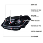2010-2011 Kia Soul Projector Headlights w/ LED Light Bar & LED Turn Signal Lights (Glossy Black Housing/Smoke Lens)