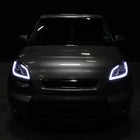 2010-2011 Kia Soul Projector Headlights w/ LED Light Bar & LED Turn Signal Lights (Matte Black Housing/Clear Lens)