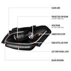 2010-2011 Kia Soul Projector Headlights w/ LED Light Bar & LED Turn Signal Lights (Matte Black Housing/Clear Lens)