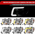 2005-2011 Toyota Tacoma LED Bar Projector Headlights w/ Sequential Turn Signal Lights (Chrome Housing/Clear Lens)