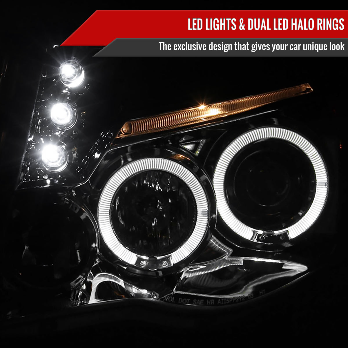 2005-2011 Toyota Tacoma Dual Halo Projector Headlights (Chrome Housing/Clear Lens)