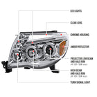 2005-2011 Toyota Tacoma Dual Halo Projector Headlights (Chrome Housing/Clear Lens)