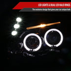 2005-2011 Toyota Tacoma Dual Halo Projector Headlights (Jet Black Housing/Clear Lens)