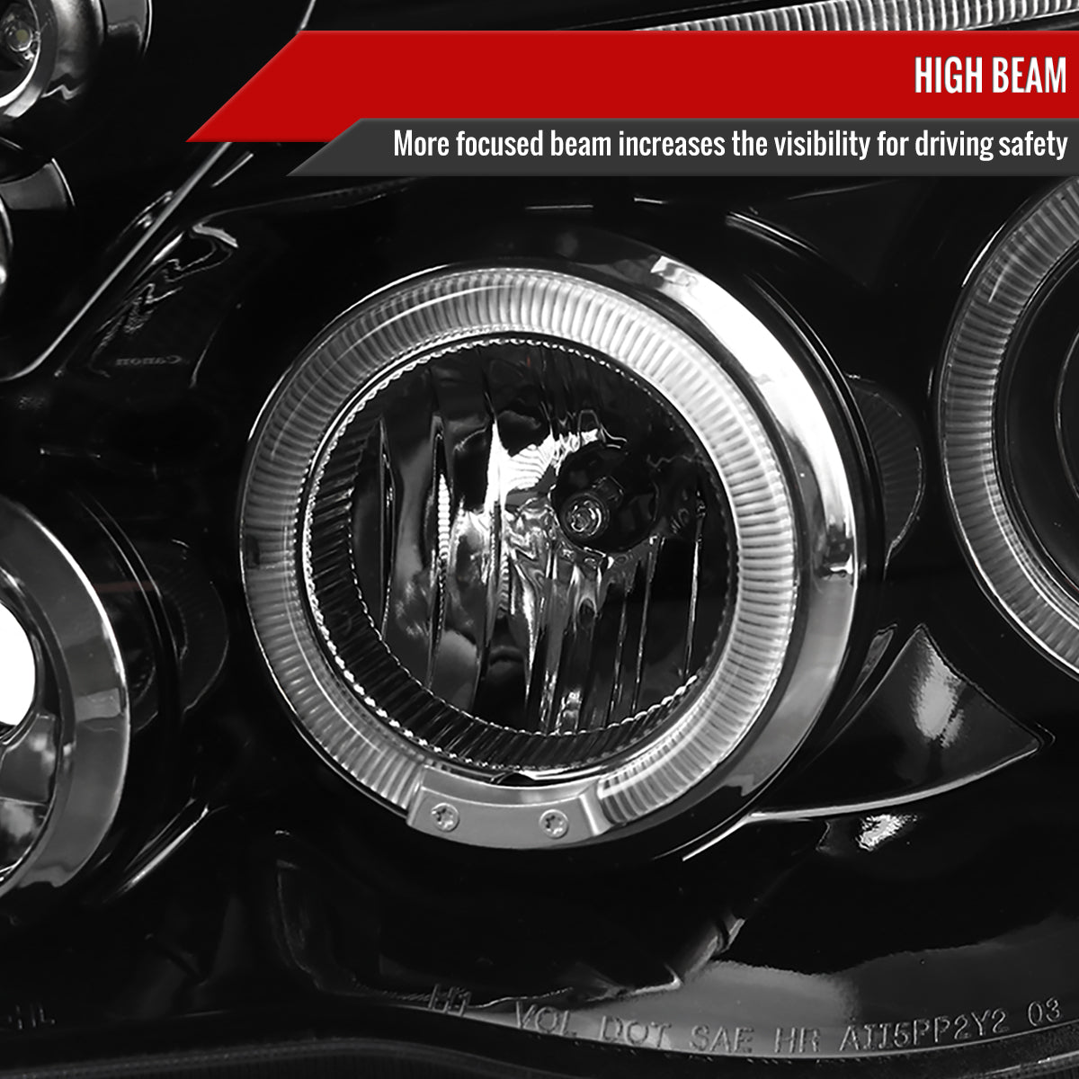 2005-2011 Toyota Tacoma Dual Halo Projector Headlights (Jet Black Housing/Clear Lens)