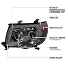 2005-2011 Toyota Tacoma LED Bar Projector Headlights w/ Sequential Turn Signal Lights (Chrome Housing/Smoke Lens)