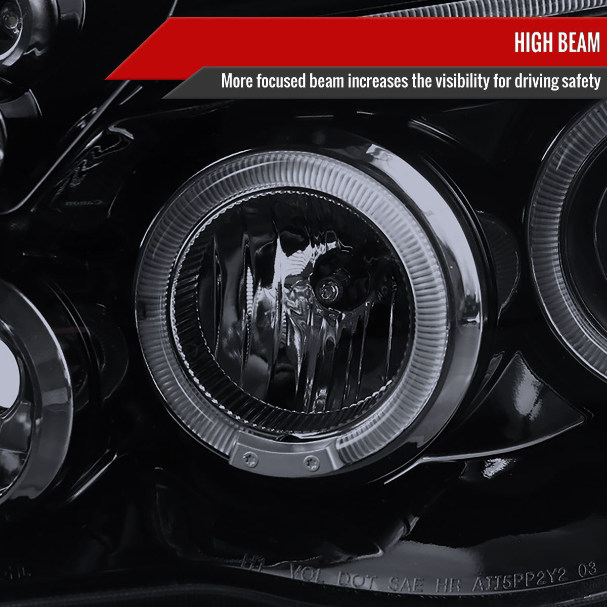 2005-2011 Toyota Tacoma Dual Halo Projector Headlights (Glossy Black Housing/Smoke Lens)