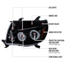 2005-2011 Toyota Tacoma Dual Halo Projector Headlights (Glossy Black Housing/Smoke Lens)