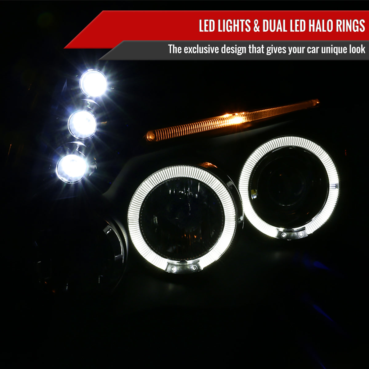 2005-2011 Toyota Tacoma Dual Halo Projector Headlights (Matte Black Housing/Clear Lens)