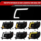 2005-2011 Toyota Tacoma LED Bar Projector Headlights w/ Sequential Turn Signal Lights (Matte Black Housing/Smoke Lens)