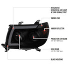 2005-2011 Toyota Tacoma LED Bar Projector Headlights w/ Sequential Turn Signal Lights (Matte Black Housing/Smoke Lens)