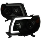 2005-2011 Toyota Tacoma LED Bar Projector Headlights w/ Sequential Turn Signal Lights (Matte Black Housing/Smoke Lens)